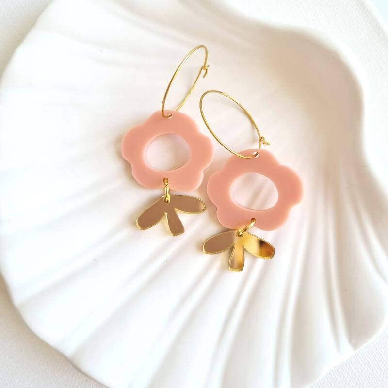Blossom Hoop Earrings Pink