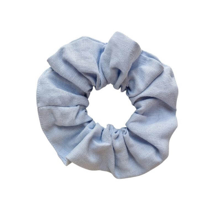 Blue Linen Scrunchie