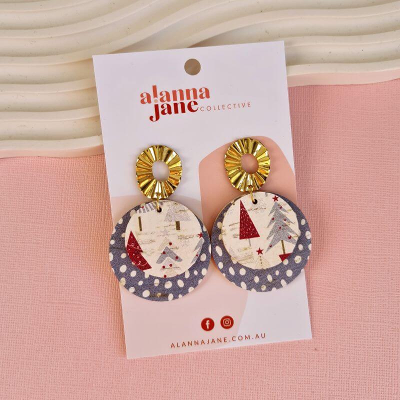 Christmas Tree Double Circle Earrings