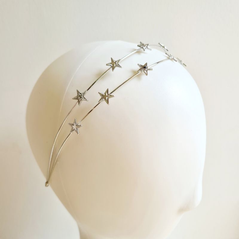 Star Double Headband in Silver
