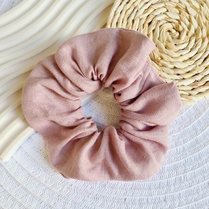 Dusty Pink Linen Scrunchie