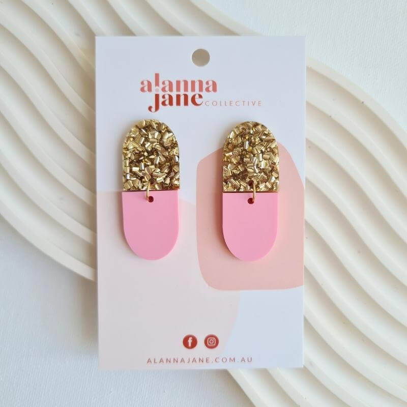 Maddy Earrings - Pink & Gold