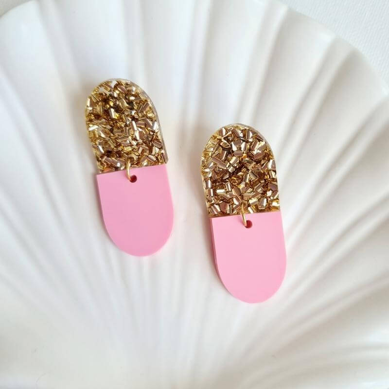 Maddy Earrings - Pink & Gold