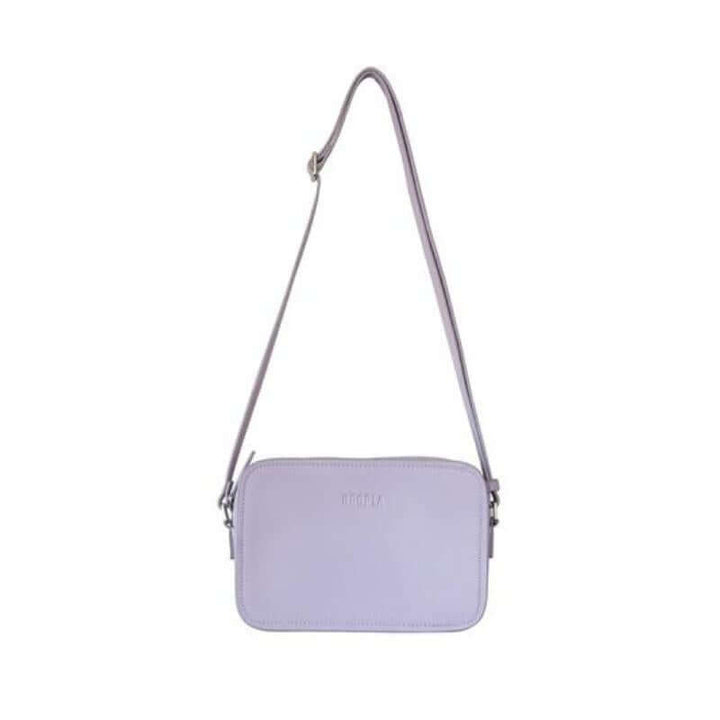 Leather Crossbody Box Bag in Lavender