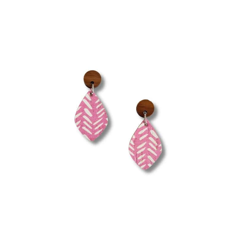 Mini Cork Diamond Earrings - Pink & White