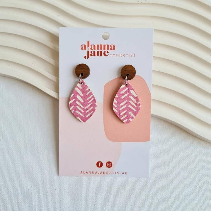 Mini Cork Diamond Earrings - Pink & White