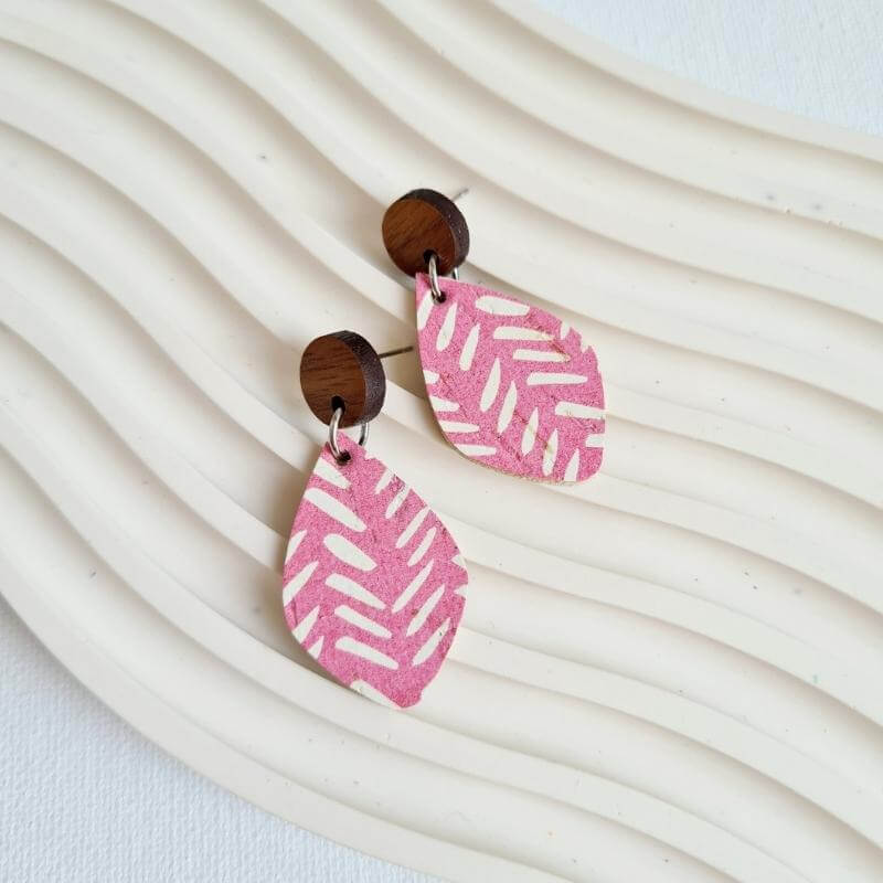 Mini Cork Diamond Earrings - Pink & White