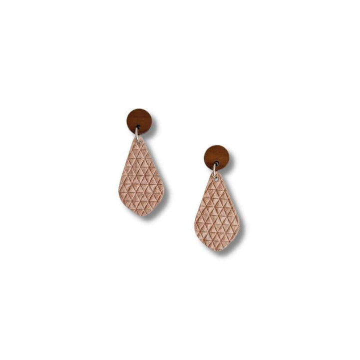 Mini Leather Diamond Earrings - Nude