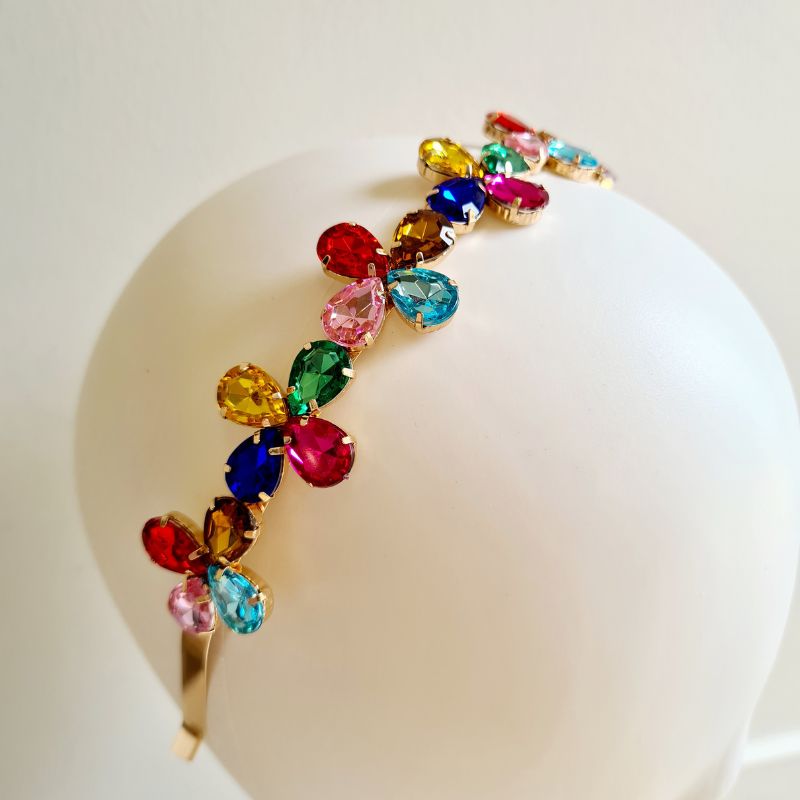 Multicolour Flower Jewelled Headband