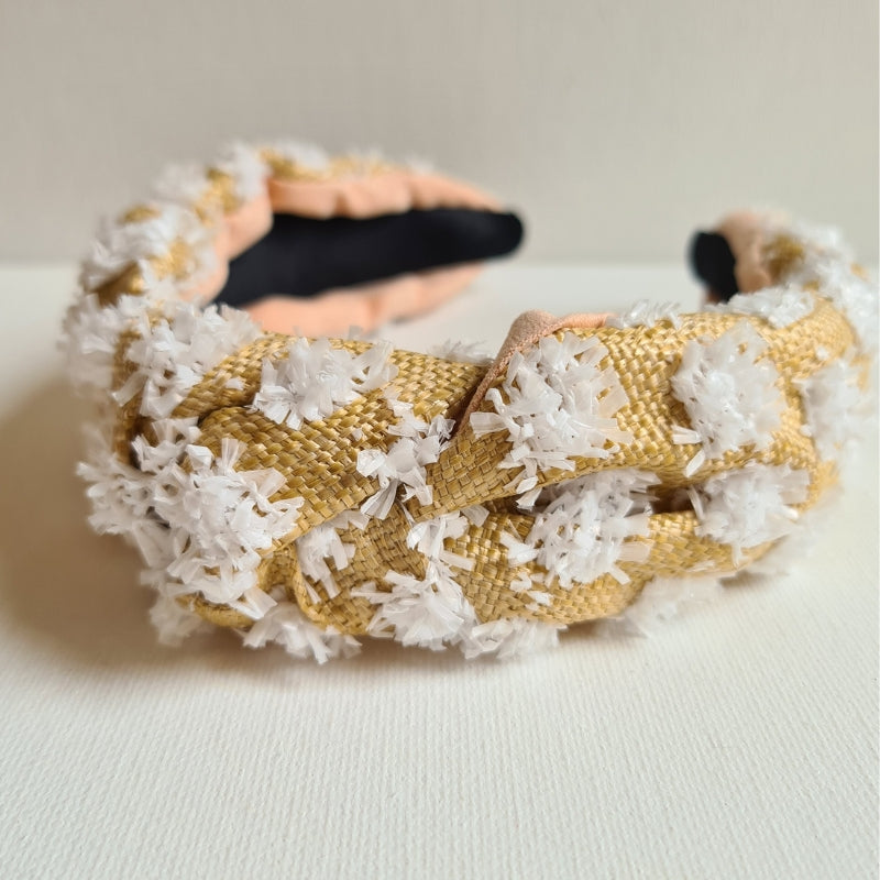 Natural and White Woven Headband