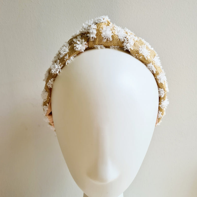 Natural and White Woven Headband