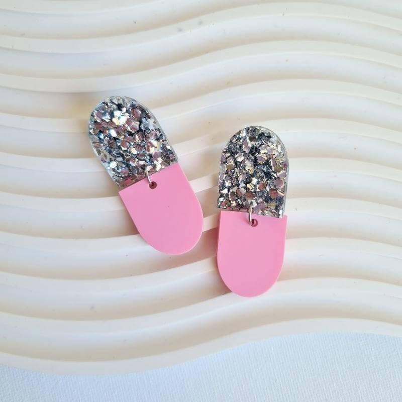 Maddy Earrings - Pink & Silver