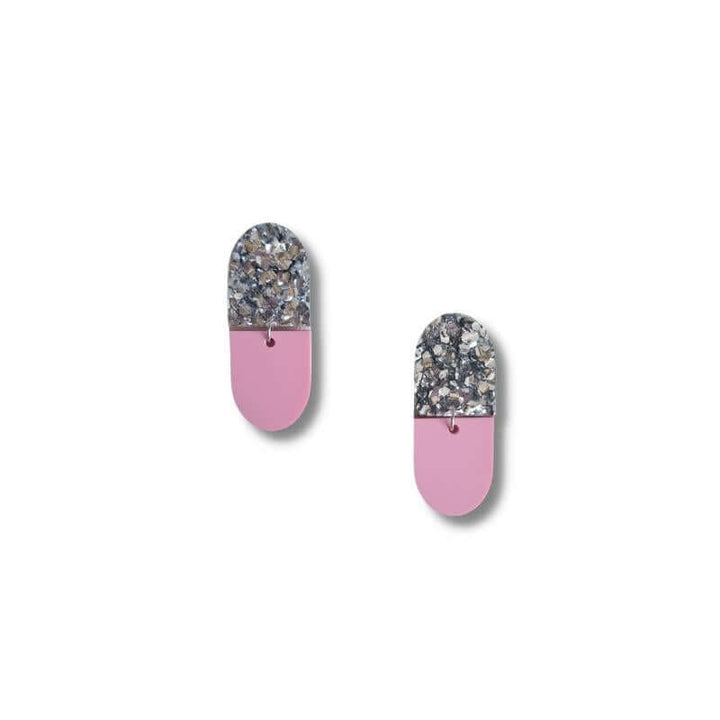 Maddy Earrings - Pink & Silver