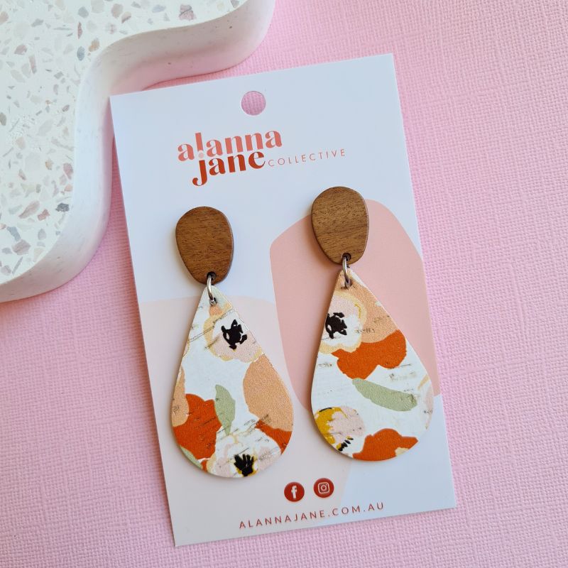 Summer Floral Large Teardrop Earrings