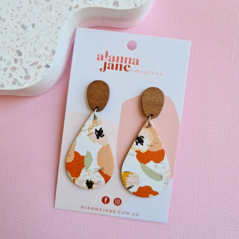 Summer Floral Large Teardrop Earrings