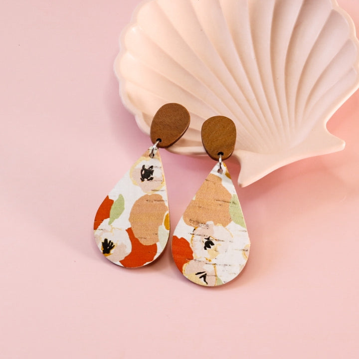 Summer Floral Large Teardrop Earrings