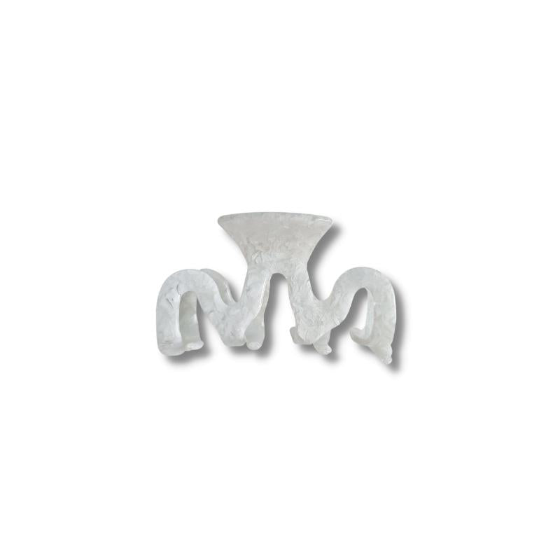 White Marble Wave Claw Clip